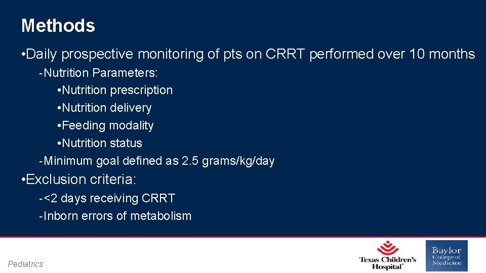Methods • Daily prospective monitoring of pts on CRRT performed over 10 months ‐