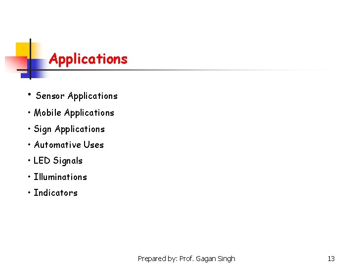 Applications • Sensor Applications • Mobile Applications • Sign Applications • Automative Uses •