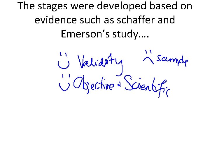 The stages were developed based on evidence such as schaffer and Emerson’s study…. 
