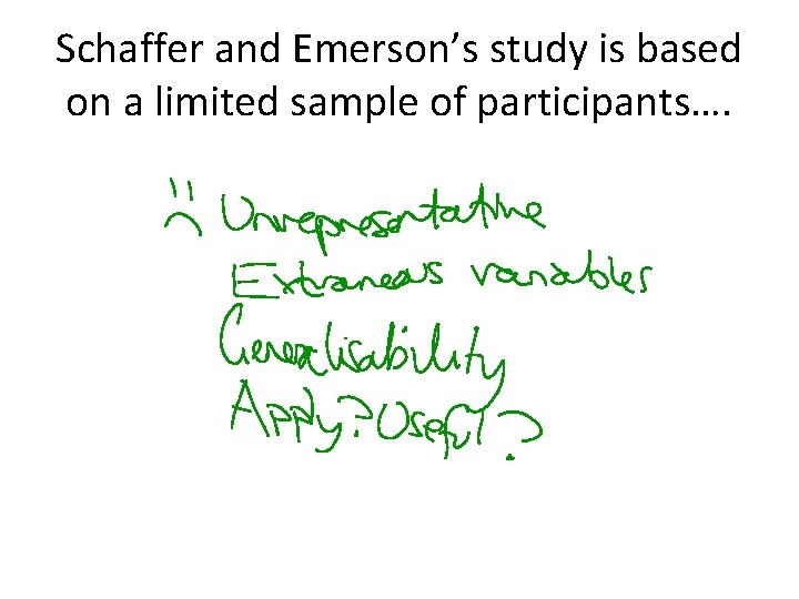 Schaffer and Emerson’s study is based on a limited sample of participants…. 