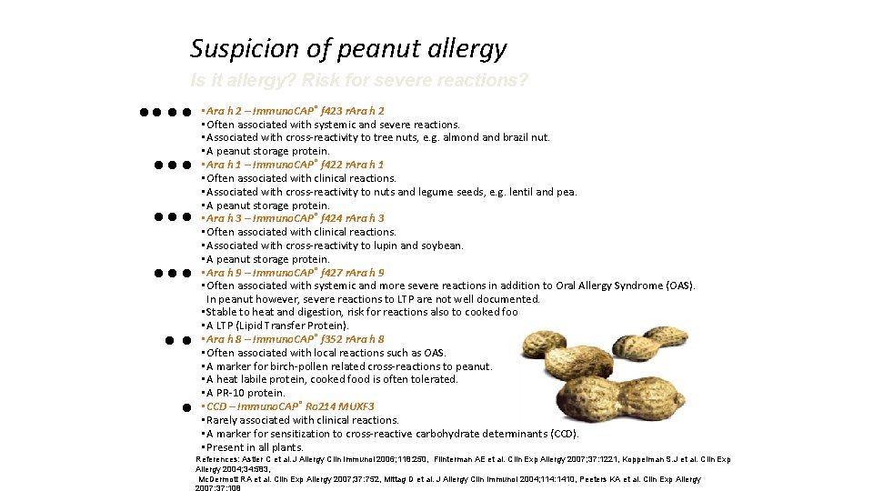 Suspicion of peanut allergy Is it allergy? Risk for severe reactions? • Ara h