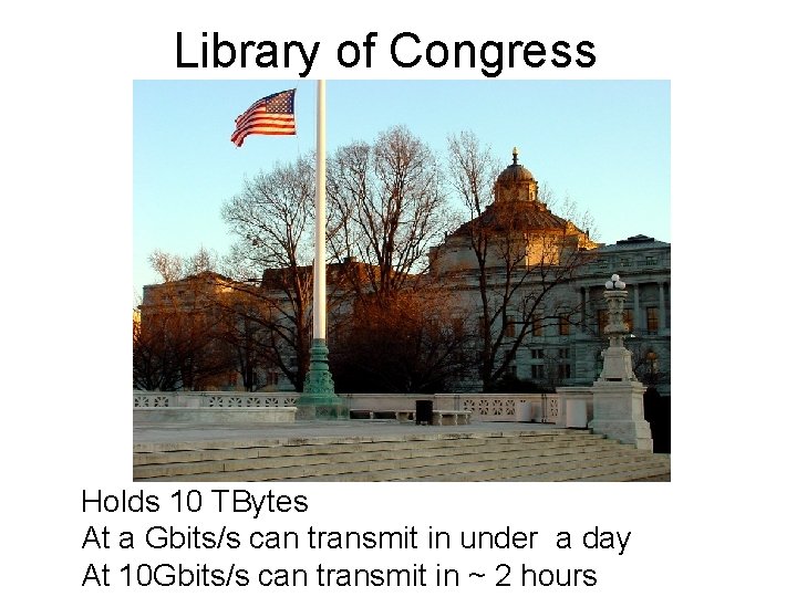 Library of Congress Holds 10 TBytes At a Gbits/s can transmit in under a