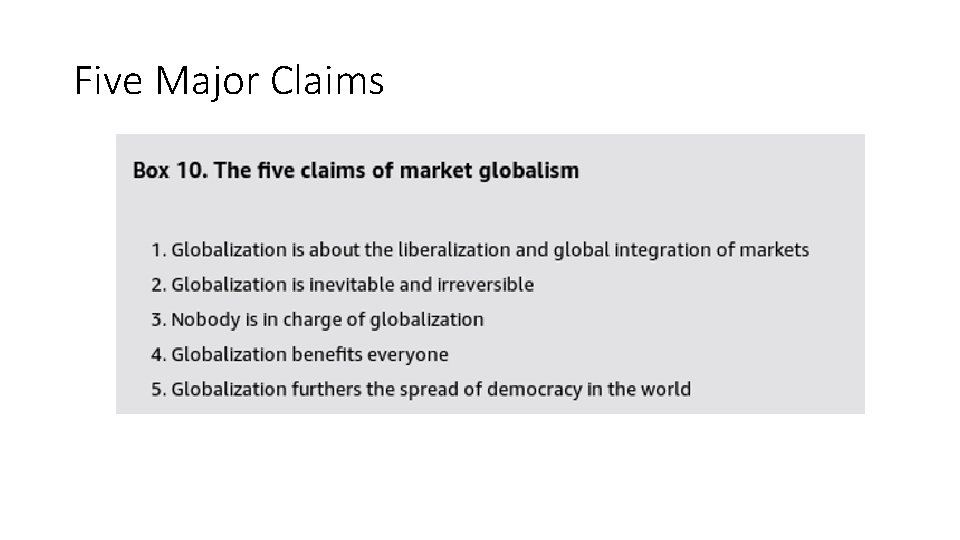 Five Major Claims 