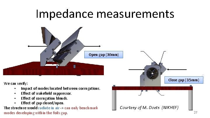 Impedance measurements Open gap (30 mm) We can verify: • Impact of modes located