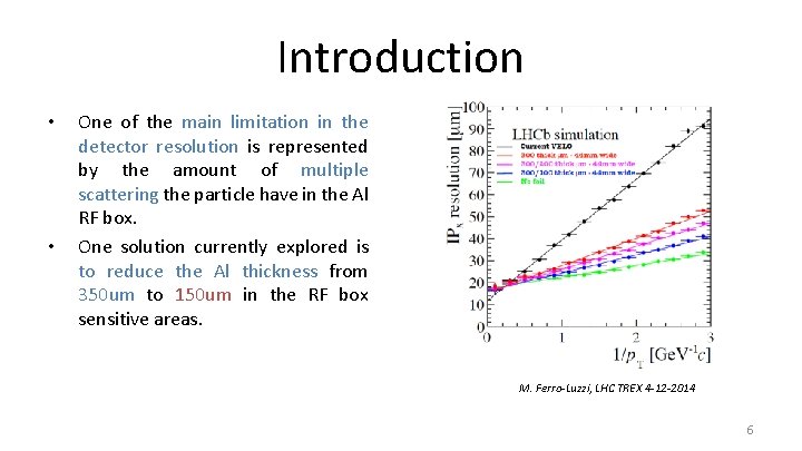 Introduction • • One of the main limitation in the detector resolution is represented
