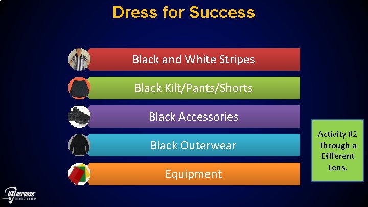 Dress for Success Black and White Stripes Black Kilt/Pants/Shorts Black Accessories Black Outerwear Equipment