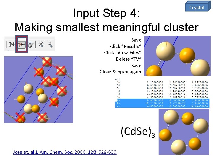 Crystal Input Step 4: Making smallest meaningful cluster Save Click “Results” Click “View Files”