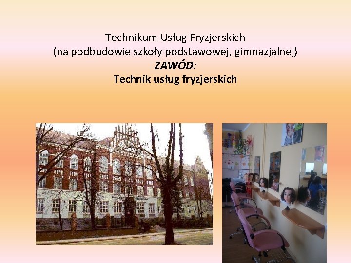 Technikum Usług Fryzjerskich (na podbudowie szkoły podstawowej, gimnazjalnej) ZAWÓD: Technik usług fryzjerskich 