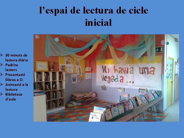 Ø 30 minuts de lectura diària Ø Padrins lectors Ø Presentació llibres a CI