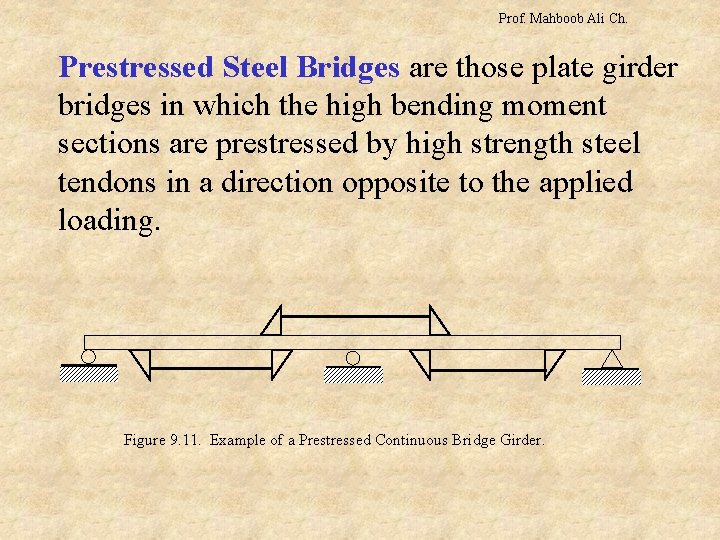 Prof. Mahboob Ali Ch. Prestressed Steel Bridges are those plate girder bridges in which