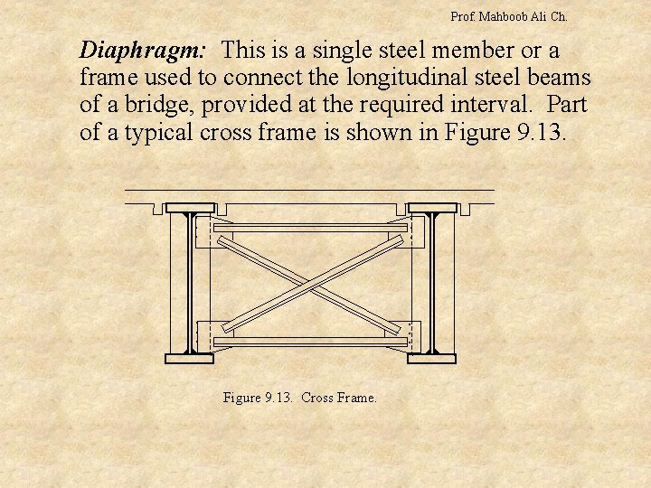 Prof. Mahboob Ali Ch. Diaphragm: This is a single steel member or a frame