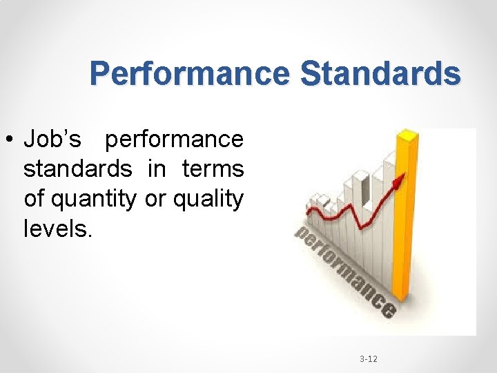 Performance Standards • Job’s performance standards in terms of quantity or quality levels. 3