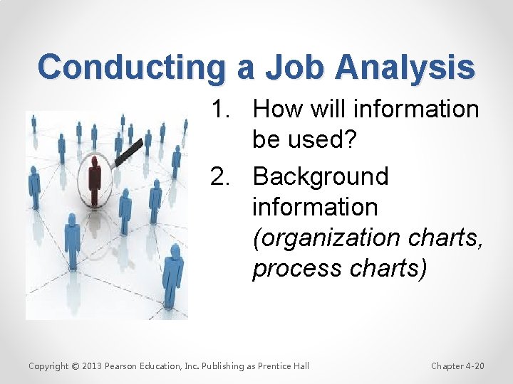Conducting a Job Analysis 1. How will information be used? 2. Background information (organization