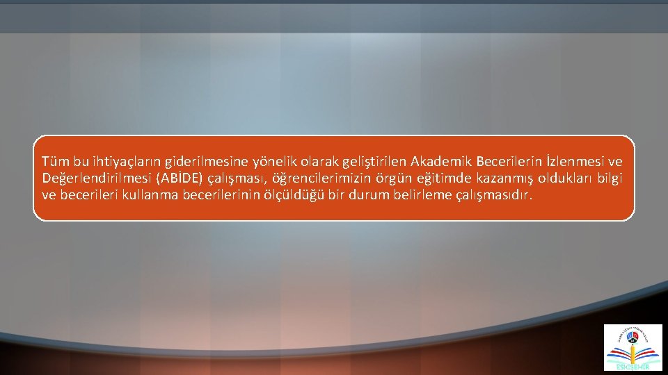 Tüm bu ihtiyaçların giderilmesine yönelik olarak geliştirilen Akademik Becerilerin İzlenmesi ve Değerlendirilmesi (ABİDE) çalışması,
