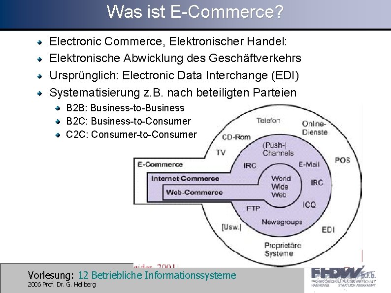 Was ist E-Commerce? Electronic Commerce, Elektronischer Handel: Elektronische Abwicklung des Geschäftverkehrs Ursprünglich: Electronic Data