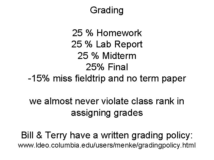 Grading 25 % Homework 25 % Lab Report 25 % Midterm 25% Final -15%
