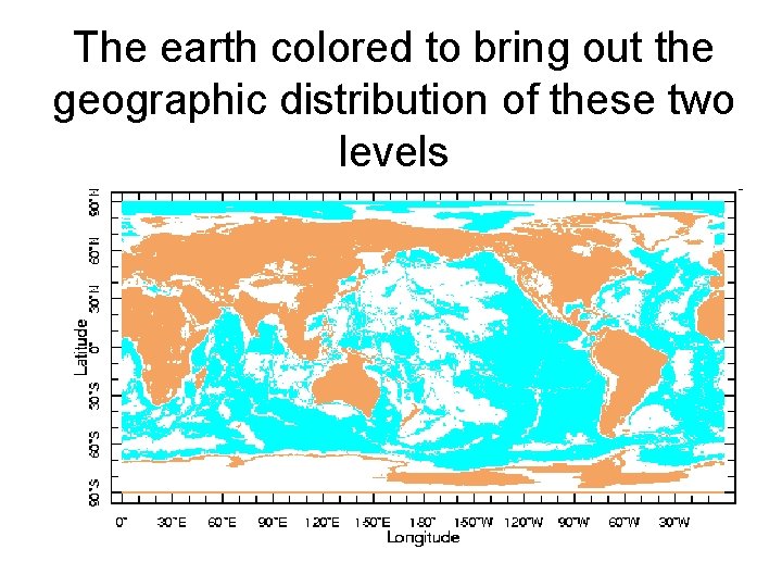 The earth colored to bring out the geographic distribution of these two levels 