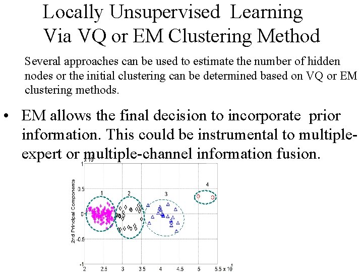 Locally Unsupervised Learning Via VQ or EM Clustering Method Several approaches can be used Locally Unsupervised Learning Via VQ or EM Clustering Method Several approaches can be used