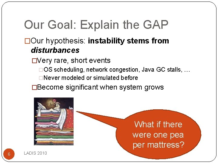 Our Goal: Explain the GAP �Our hypothesis: instability stems from disturbances �Very rare, short