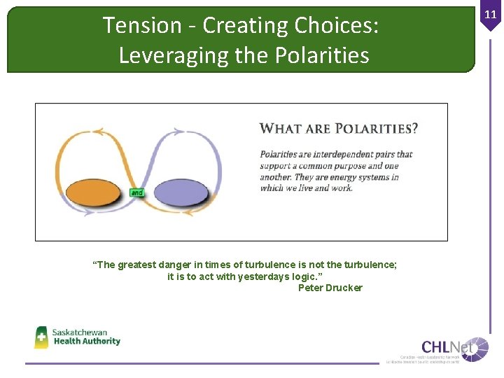 Tension - Creating Choices: Leveraging the Polarities Essential “The greatest danger in times of