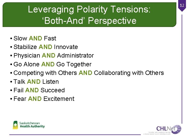 Leveraging Polarity Tensions: ‘Both-And’ Perspective • Slow AND Fast • Stabilize AND Innovate •