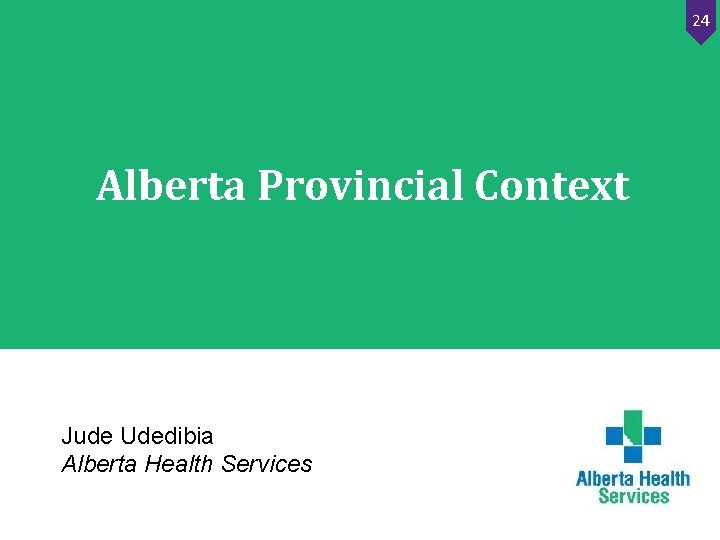 24 Alberta Provincial Context Jude Udedibia Alberta Health Services 