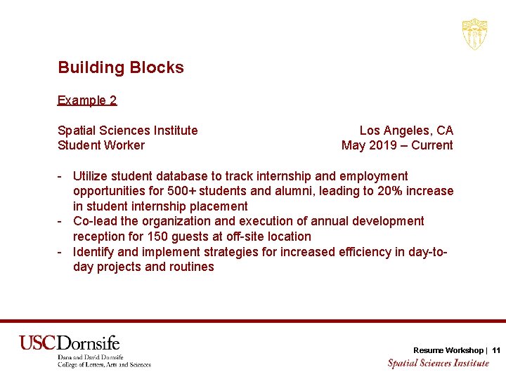 Building Blocks Example 2 Spatial Sciences Institute Student Worker Los Angeles, CA May 2019