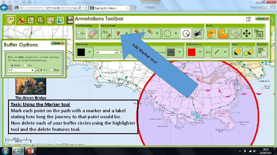 Ad d. M ar ke rt oo Task: Using the Marker tool Mark each