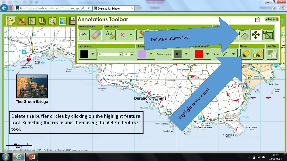 ol gh Hi Delete the buffer circles by clicking on the highlight feature tool.