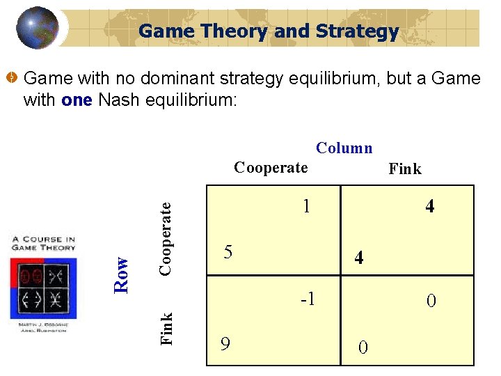 Game Theory and Strategy Game with no dominant strategy equilibrium, but a Game with