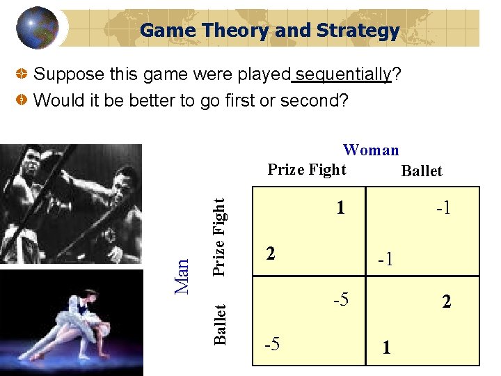 Game Theory and Strategy Suppose this game were played sequentially? Would it be better