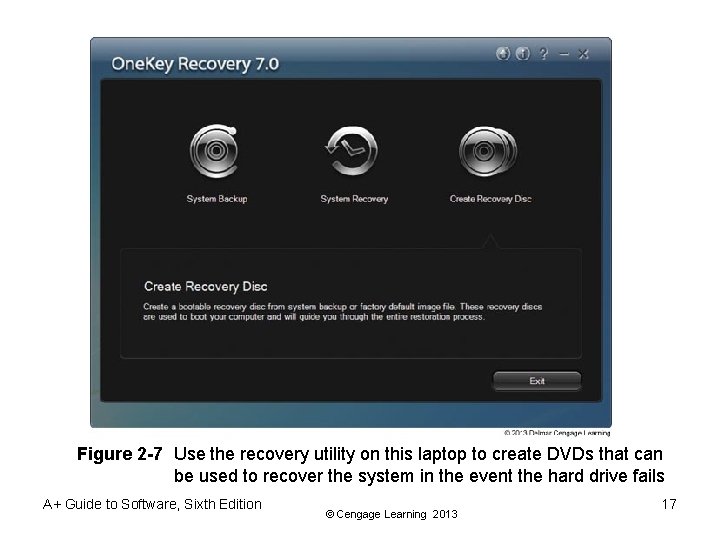 Figure 2 -7 Use the recovery utility on this laptop to create DVDs that