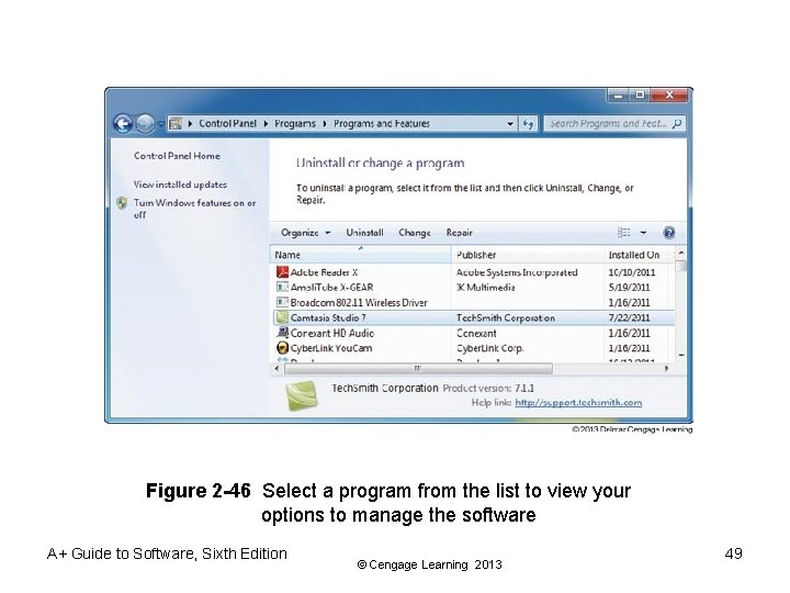 Figure 2 -46 Select a program from the list to view your options to