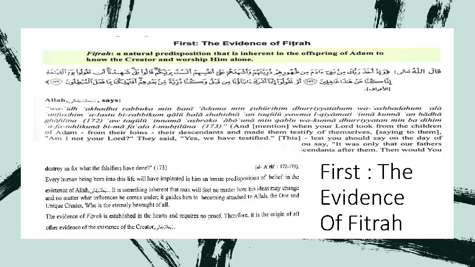 First : The Evidence Of Fitrah 
