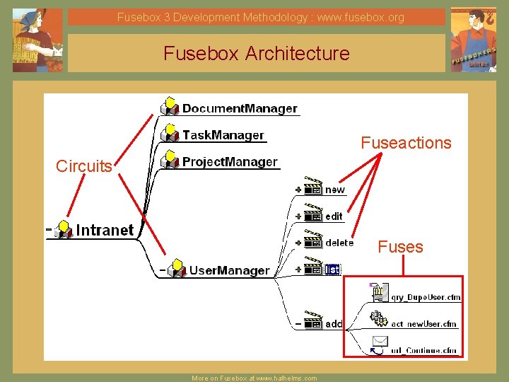 Fusebox 3 Development Methodology : www. fusebox. org Fusebox Architecture Fuseactions Circuits Fuses More