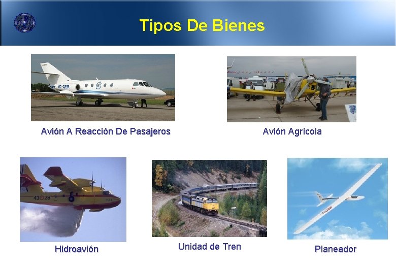 Tipos De Bienes Avión A Reacción De Pasajeros Hidroavión Ing. Alejandro Avión Agrícola Unidad