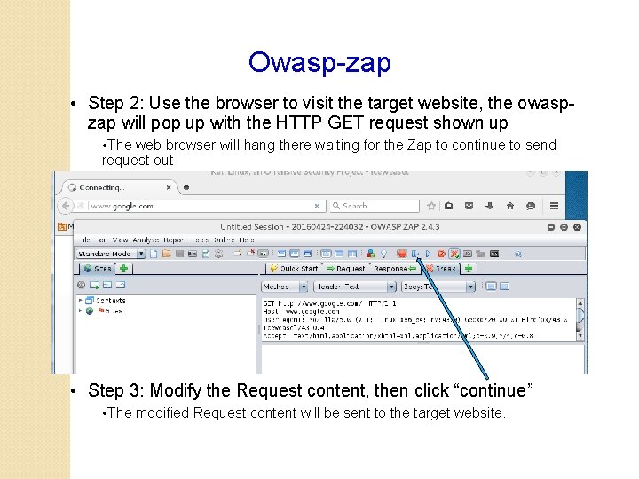 Owasp-zap • Step 2: Use the browser to visit the target website, the owaspzap