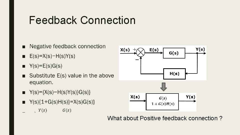 Feedback Connection ■ What about Positive feedback connection ? 