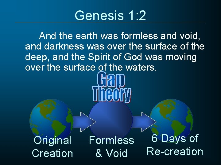 Genesis 1: 2 And the earth was formless and void, and darkness was over