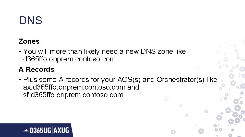 DNS Zones • You will more than likely need a new DNS zone like