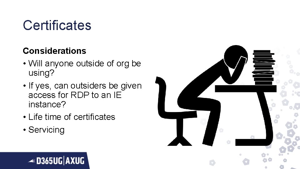 Certificates Considerations • Will anyone outside of org be using? • If yes, can