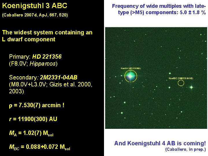 Koenigstuhl 3 ABC (Caballero 2007 d, Ap. J, 667, 520) Frequency of wide multiples