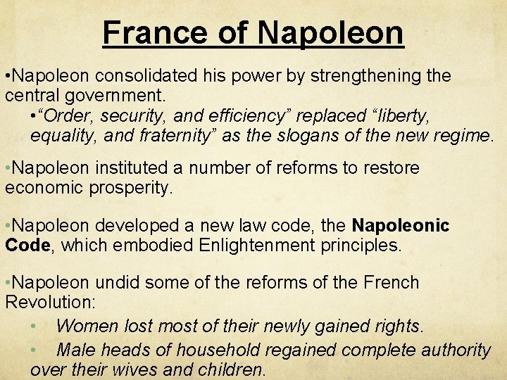 Age of Napoleon Objectives How did Napoleon rise