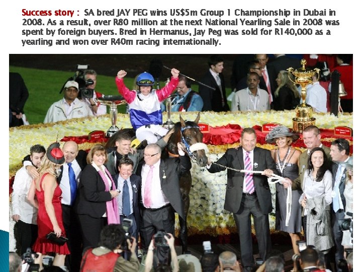 Success story : SA bred JAY PEG wins US$5 m Group 1 Championship in