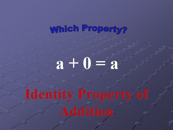 a+0=a Identity Property of Addition 