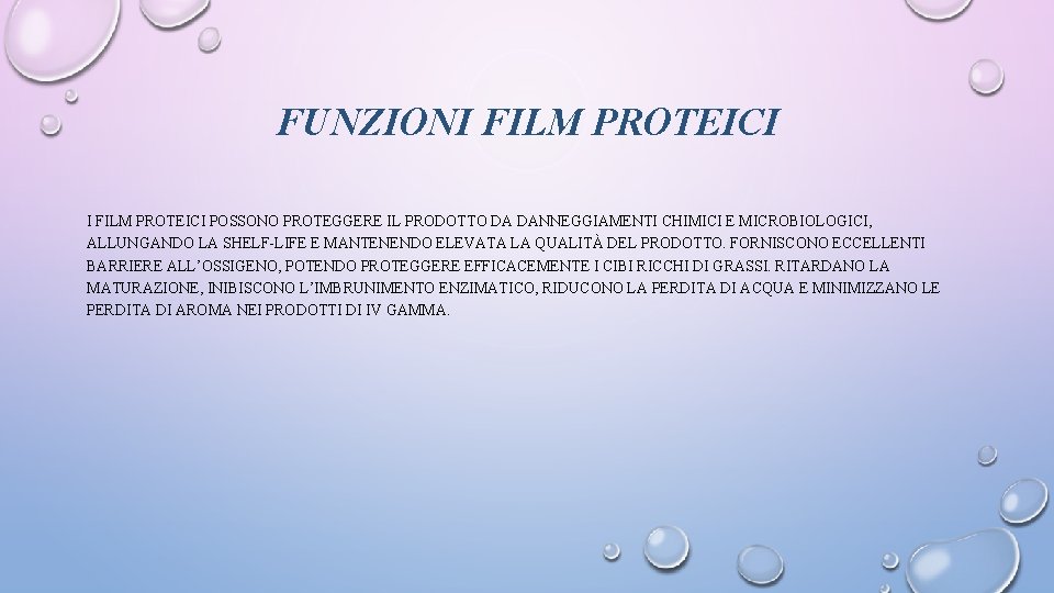 FUNZIONI FILM PROTEICI POSSONO PROTEGGERE IL PRODOTTO DA DANNEGGIAMENTI CHIMICI E MICROBIOLOGICI, ALLUNGANDO LA