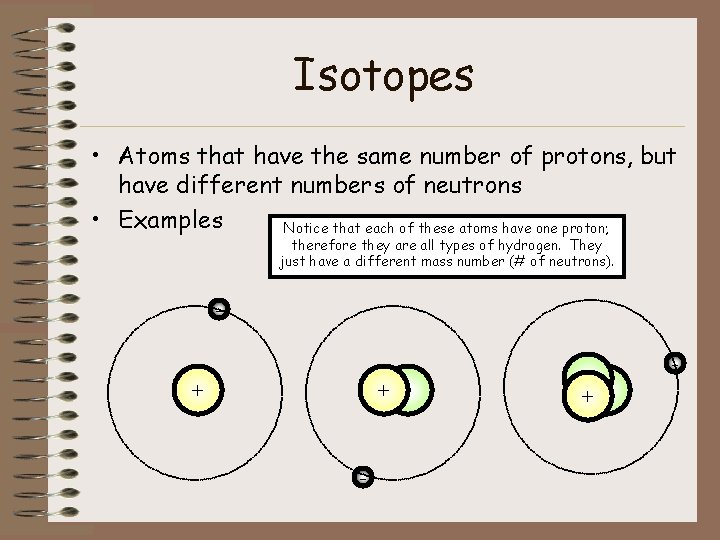 Isotopes • Atoms that have the same number of protons, but have different numbers