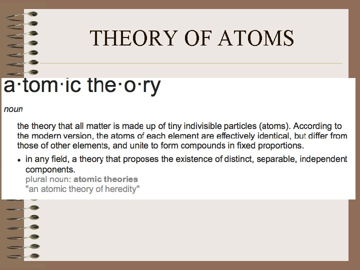 THEORY OF ATOMS 