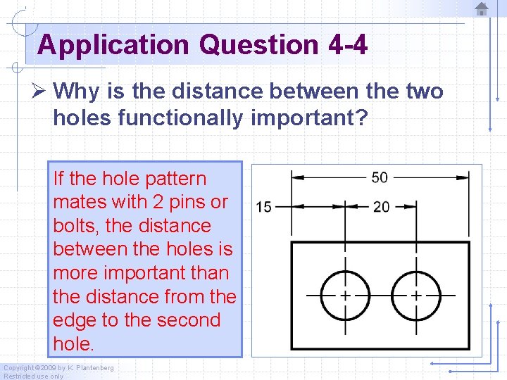 Application Question 4 -4 Ø Why is the distance between the two holes functionally