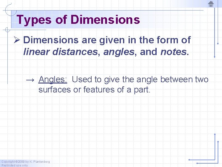 Types of Dimensions Ø Dimensions are given in the form of linear distances, angles,